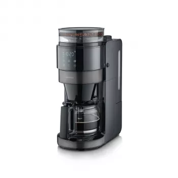 SEVERIN KA 4830 filterkoffiezetapparaat met maalwerk en glazen kan, 10 kopjes, 1000 W, zwart/rvs
