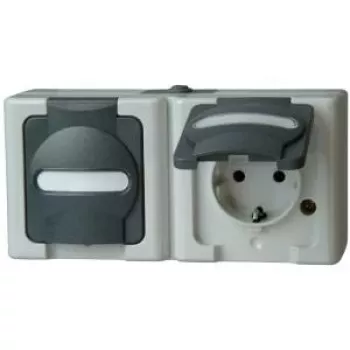 HEINRICH KOPP BLUE ELECTRIC opbouwcombinatie schakelaar en Schuko-stopcontact, grijs (131256002)