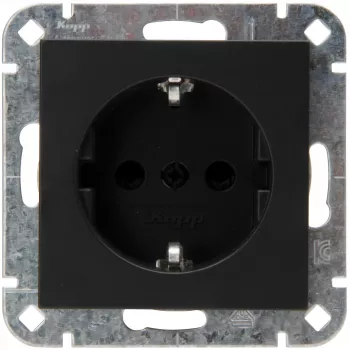 Heinrich Kopp SCHUKO stopcontact inbouw mat zwart 1-voudig 16A 250V