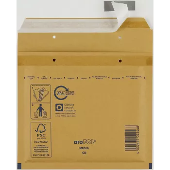 Vereinigte Papierwarenfabriken 100 aroFOL CLASSIC gepolsterde bubbelenveloppen, maat 11 (A1), 165x100 mm, bruin/kraft