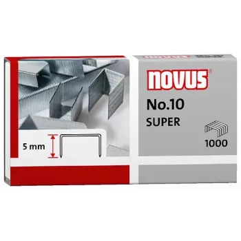 Novus Dahle No.10 SUPER nietjes - 5 mm beenlengte - RVS - 1000 nietjes - capaciteit 20 bladen