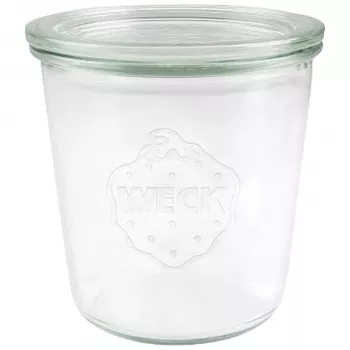 WECK stolpglas 580ml set met 6 stuks - transparante weckpotten met deksels, klemmen en rubberen ringen