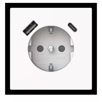 Busch-Jaeger SCHUKO / USB-A+C stopcontact Safety+ 20 EUCB2USBAC-44G Studio White