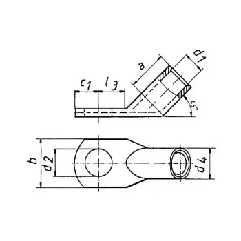 Klauke 47R1245 buiskabelschoen 45° 70mm² M12 E-Cu elektrolytisch vertind
