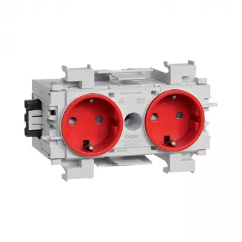 Hager GS20013020 schuko-stopcontactinzet, rood, IP20, 250 V, 16 A, 10 stuks