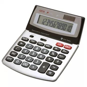 Genie 560 T tafelrekenmachine - 12-cijferig - kantelbaar display - dual power (zonne-energie & batterij) - zwart/zilver