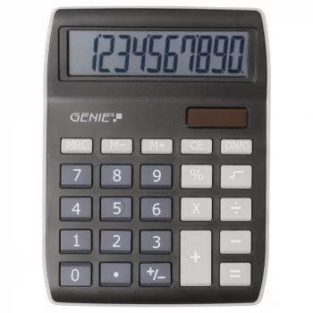 Genie 840 BK tafelrekenmachine - 10 cijfers - kantelbaar display - dual power (zonne-energie & batterij) - zwart/grijs