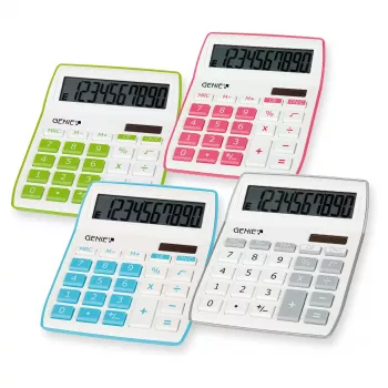 Genie 840 G tafelrekenmachine - 10 cijfers - kantelbaar display - zonne-energie & batterij - groen/wit