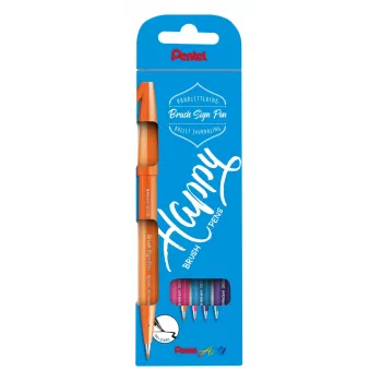 Pentel Sign Pen Brush Pen set 4 kleuren zwart rood blauw groen