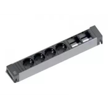 Bachmann Power Frame ALU desk power unit 6-slot 4x type E stopcontacten 2x RJ45 Cat.6 2m kabel