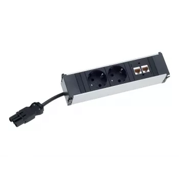 Bachmann CONI stroommodule - 3x Schuko-stopcontact, GST18i3-ingang, zwart