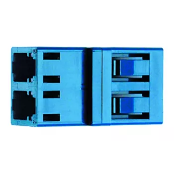 Telegärtner J08071A0048 LC duplex OM4 multimode glasvezelstekker, violet, keramische ferrule, 1 stuks