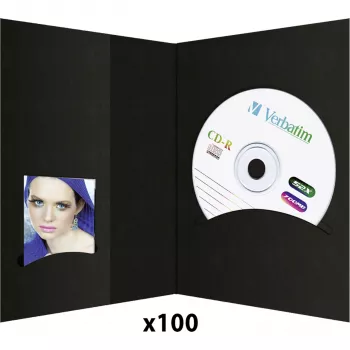 DAIBER 6613 1x100 mappen met cd-archief, 10x15, zwart