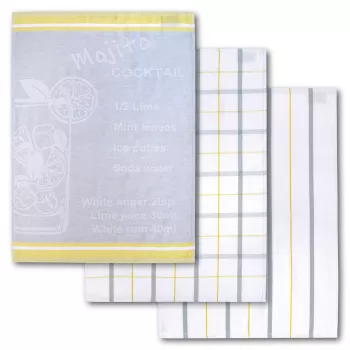 Dyckhoff Mojito Cocktail Checkered theedoekenset 3-delig 50x70 cm
