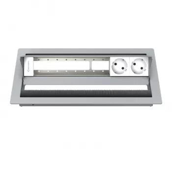 Kindermann CablePort standard² 6-voudige desktop-aansluitbehuizing zilver