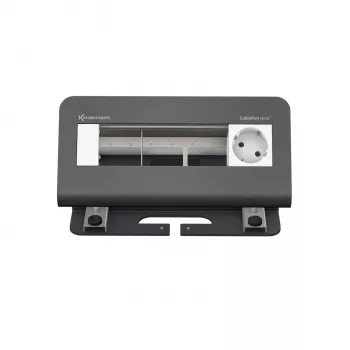 Kindermann CablePort desk 4-voudige bureau-aansluitplaat - 4 Schuko-stopcontacten, 2x RJ45 Cat.6A, 2x USB-A, 1x HDMI, 1x USB-C, zwart