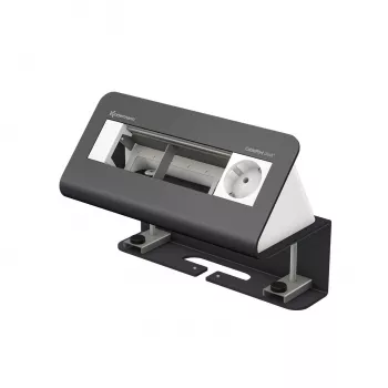 Kindermann CablePort desk 4-voudige bureau-aansluitplaat - 4 Schuko-stopcontacten, 2x RJ45 Cat.6A, 2x USB-A, 1x HDMI, 1x USB-C, zwart