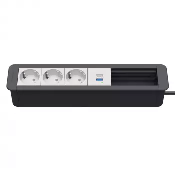 Kindermann CP Office Frame 6-voudig 3x Schuko 1x USB-A-oplaadaansluiting