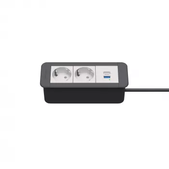 Kindermann CP Office Frame 3-voudig 2x Schuko 1x USB-C PD tafelaansluitmodule