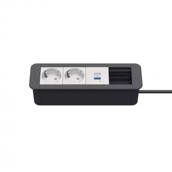 Kindermann CP Office Frame 4-voudig 2x Schuko 1x USB-C PD tafelmodule voor stroom en data