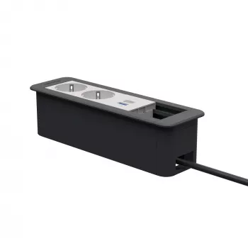 Kindermann CP Office Frame 4-voudig 2x Schuko 1x USB-C PD tafelmodule voor stroom en data
