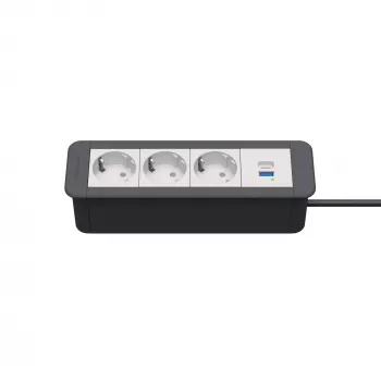 Kindermann CP Office Frame 4-voudig 3x Schuko 1x USB-C PD tafelaansluitmodule
