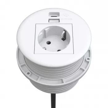 Kindermann CablePort Table White (STS-R90-2 wit) - tafelaansluitpaneel met 2x Schuko-stopcontacten