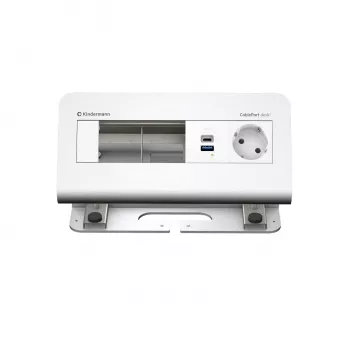 Kindermann CablePort desk 4-voudig 1x Schuko-stopcontact 1x USB-A-opladen zilver