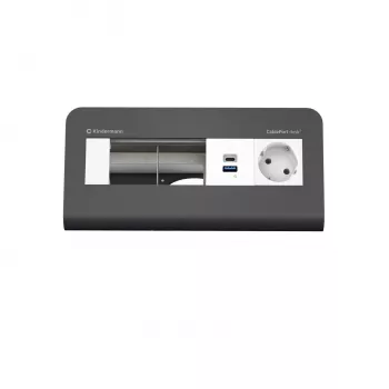Kindermann CP desk² 80 4-voudig tafelaansluitpaneel met 1x stroom en 1x USB-A, zilver/zwart