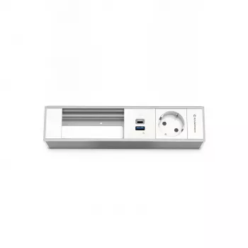 Kindermann 4-slot modulehouder met 1x stroom en 1x USB-A 3.0, zwart (7449001231)