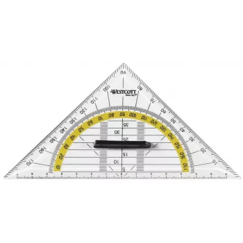 Westcott geodriehoek set square / protractor 16 cm helder polystyreen