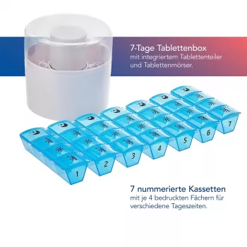 First Aid Only pillendoosje met tablettenverdeler blauw wit