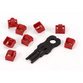 ALLNET TP/RJ45 Blocker rood 10-pack met veiligheidssleutel, stofkap, netwerkbeveiligingsslot (ALL-TP-RJ45-Blocker-10PCS)