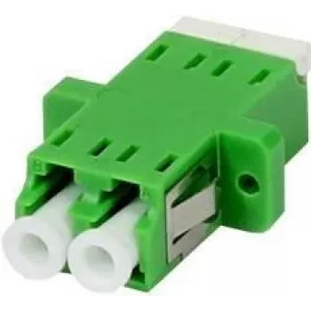 SYNERGY 21 LC/APC glasvezelkoppeling, duplex, singlemode 9/125µm, groen, keramische huls, geflensd, met eenzijdige laserbeveiliging