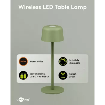 GOOBAY draadloze LED tafellamp, maat S, 25 cm, groen - Wi-Fi