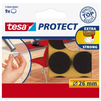 Tesa Protect vilten glijders - rond - bruin - 26 mm - 9 stuks