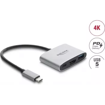 Delock USB Type-C adapter naar HDMI 4K 60 Hz met USB Type-A en USB Type-C PD 3.1 140 W