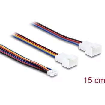 Delock Y ventilator kabel 1 x JST PH 4 pin PWM bus naar stekker + 4 pin (3 pins bezet) stekker 15 cm