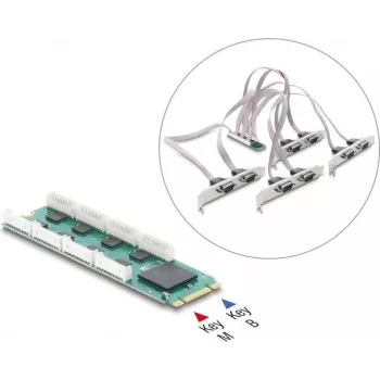 DELOCK M.2 kaart naar 8x seriële RS-232 DB9