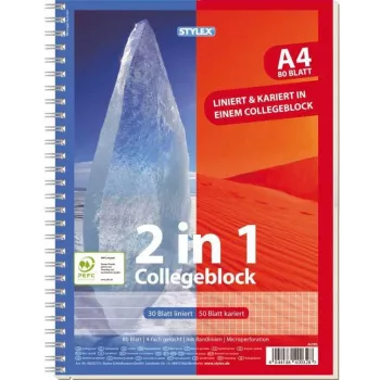 STYLEX 2-in-1 collegeblok DIN A4 gelinieerd en geruit