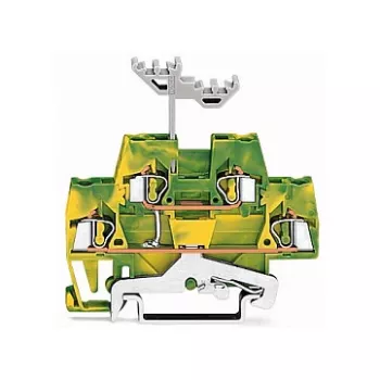 WAGO 280-517 Dubbeldekse aardklem, 4-aderig, 2,5 mm², CAGE CLAMP, groen-geel