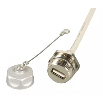 EFB Elektronik IP67 paneelmontage USB-contact, M20, USB 2.0, female naar male, 0,5m