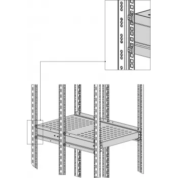 EFB Elektronik heavy-duty uitschuifbare legplank, 6 x zijmontage, 140 kg, RAL 9005 (691640ATS.02)