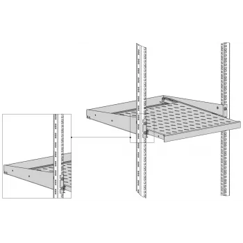 EFB Elektronik 19 inch 2U uitschuifbare lade, 455 mm diepte, frontmontage, 20 kg draagvermogen, RAL 7035 lichtgrijs