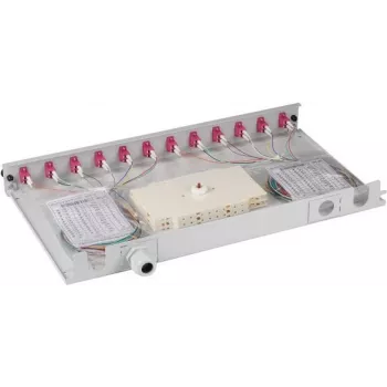 EFB-Elektronik B71901L12OM4 LC lasbox OM4 multimode 12 pigtails 6 adapters uitschuifbaar vak 19 inch rackmontage grijs violet