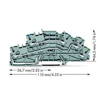 WAGO 2003-6646 meerlaagse installatieklem, N/L/PE, 2,5 mm², Push-in CAGE CLAMP, grijs