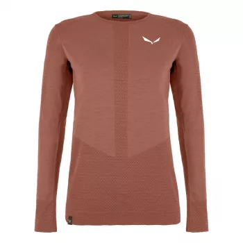Salewa Zebru Medium Warm AMR L/S T-shirt dames baselayer top - Etruskischrood, maat L
