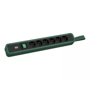 Bachmann PRIMO 2 6x contactdoos type E met schakelaar en ophangoog 2,0 m CEE 7/7 stekker dennengroen (RAL 6028)
