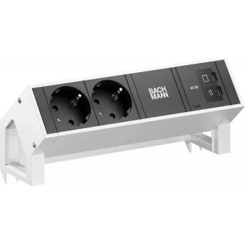 Bachmann DESK2 2x CEE 7/3 1x USB-C 45W 0,2m RVS tafel-stroommodule