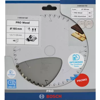 BOSCH PRO Wood/Aluminium cirkelzaagblad 165mm, dubbelpack